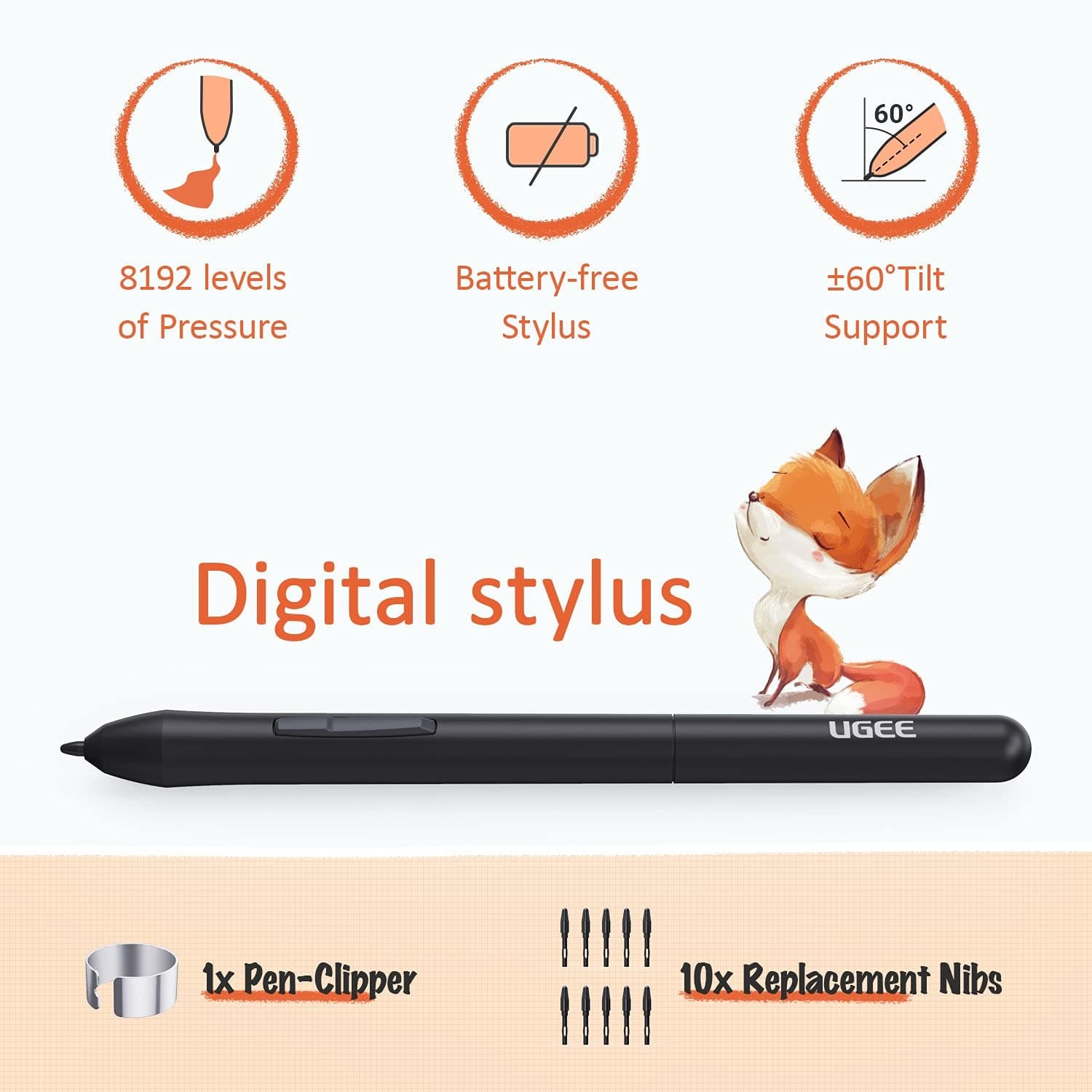 UGEE S640 Graphic Drawing Tablet With Battery-Free Stylus And 10 Express Keys view 4