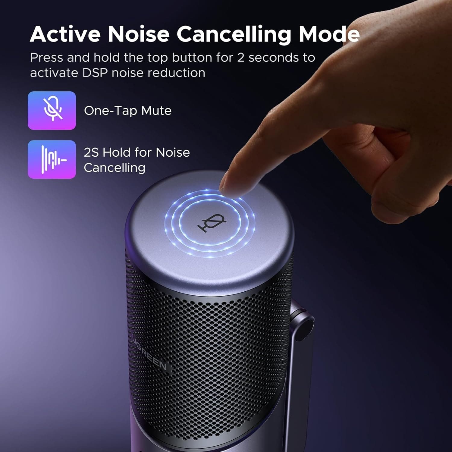 UGREEN 35629 USB Condenser Gaming Mic with RGB & Noise Cancellation view 5