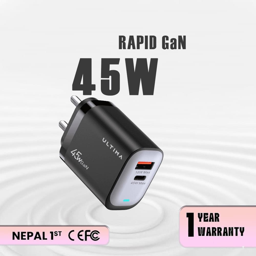 Ultima Rapid 45W Dual Port GaN Charging Adapter view 2