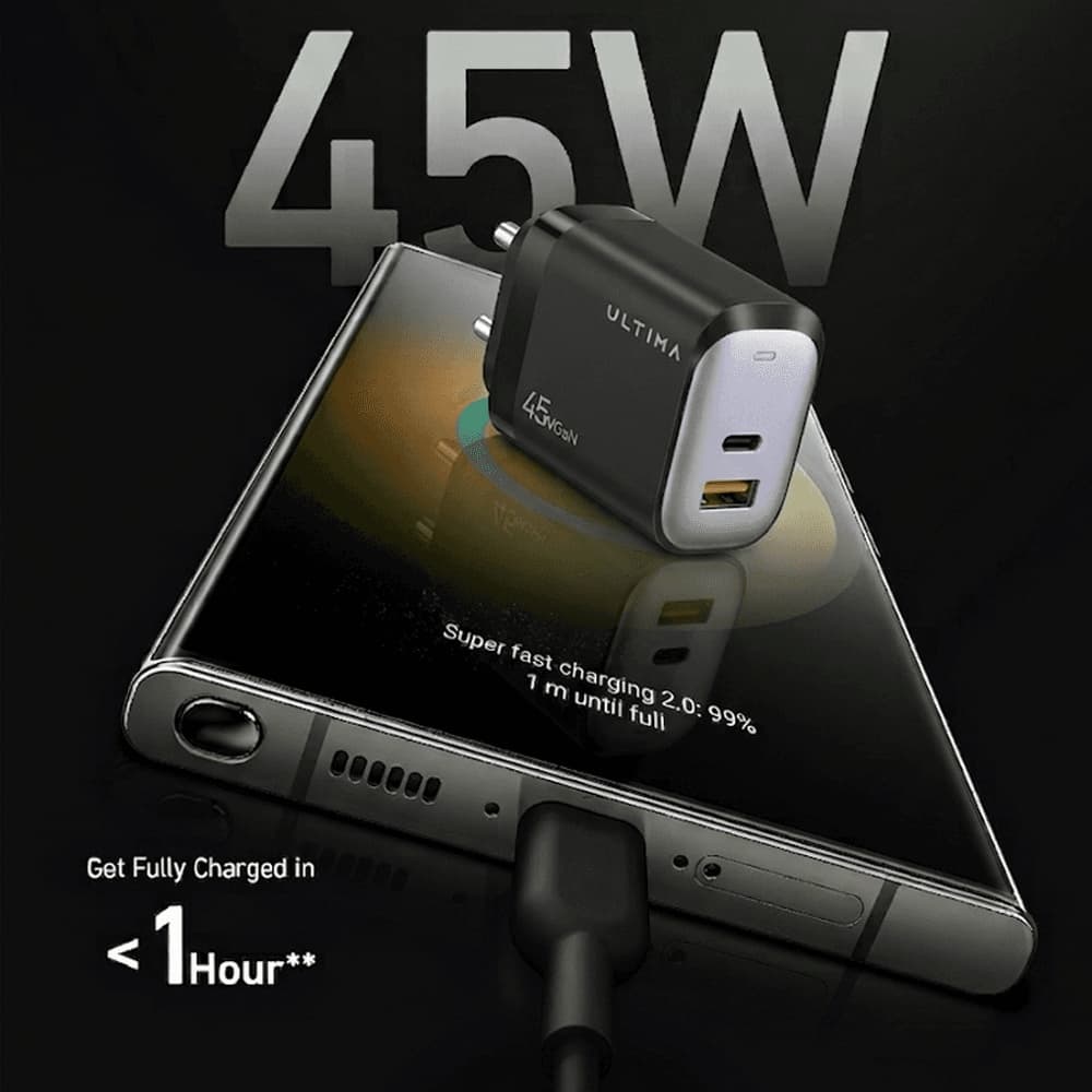 Ultima Rapid 45W Dual Port GaN Charging Adapter view 3
