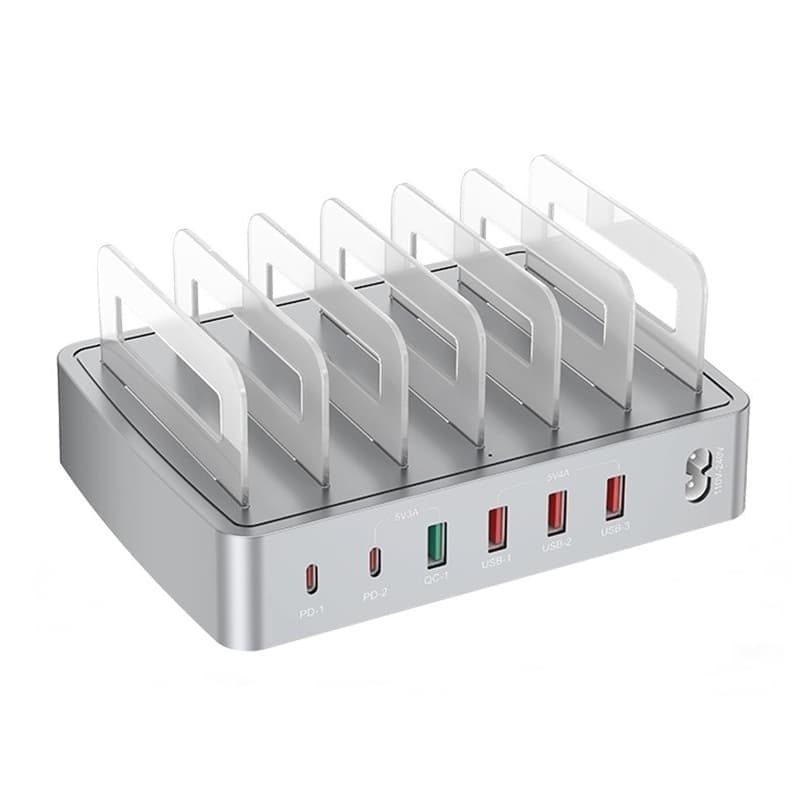 Universal 72W 6 Port Multi Intelligent USB PD QC3.0 Fast Charging Charger Station Stand