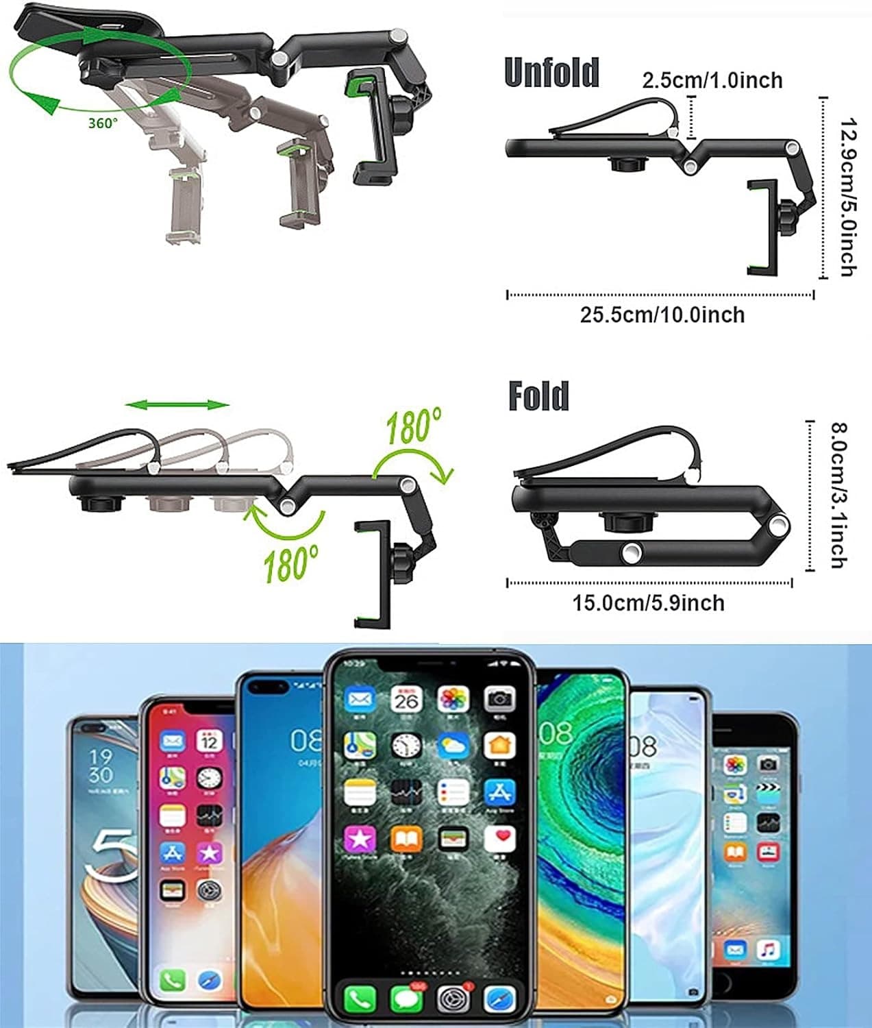 Universal Adjustable Clip Car Phone Mount For Visor view 3