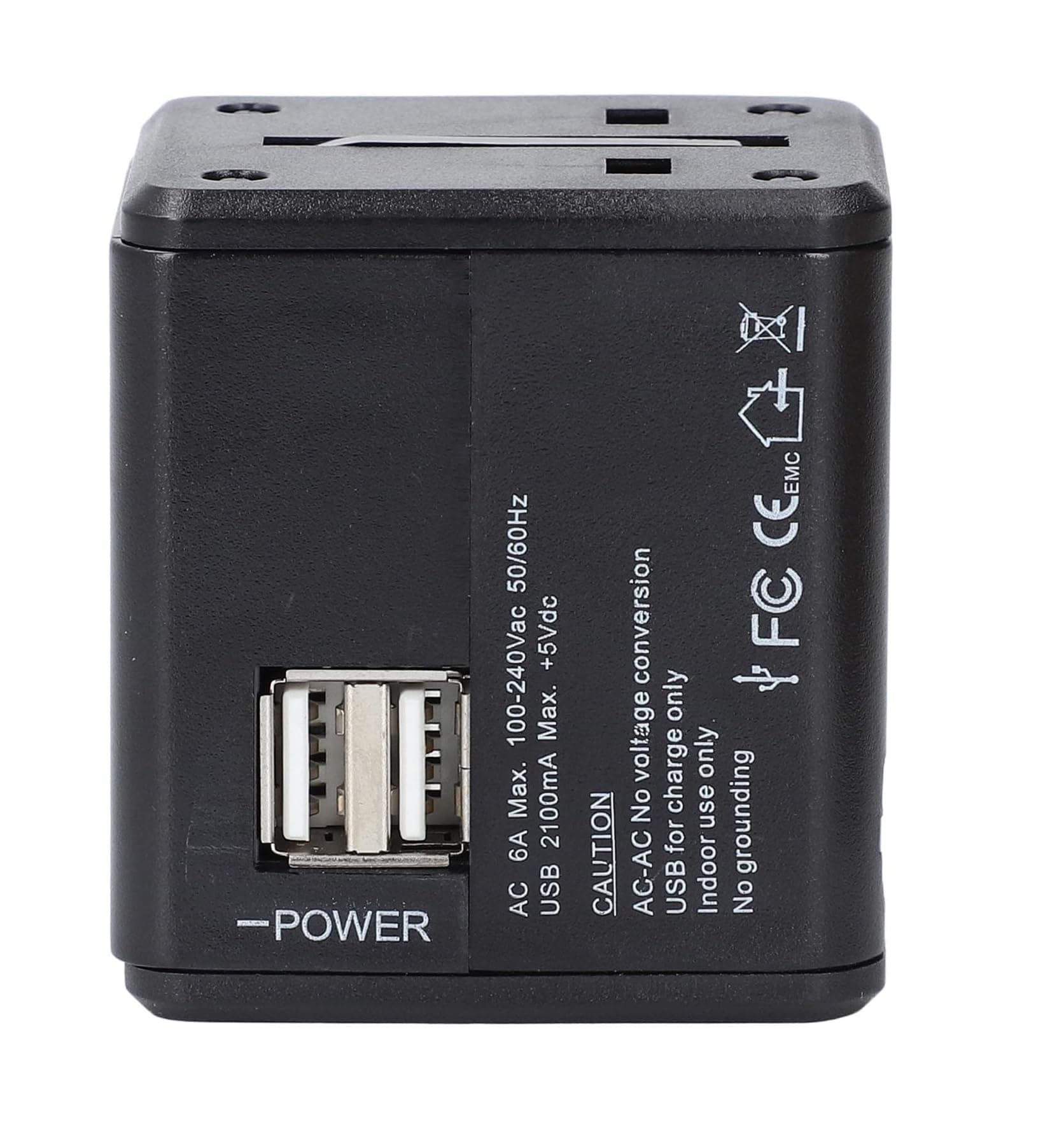 Universal Travel Adapter With 2.1A Dual USB International Power Plug Wall Charger view 3