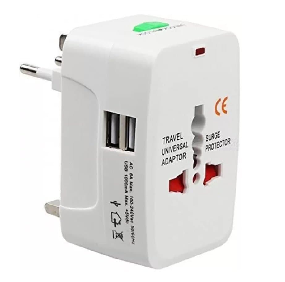 Universal Travel Adapter with Built In Dual USB Charger Ports Worldwide Adaptor