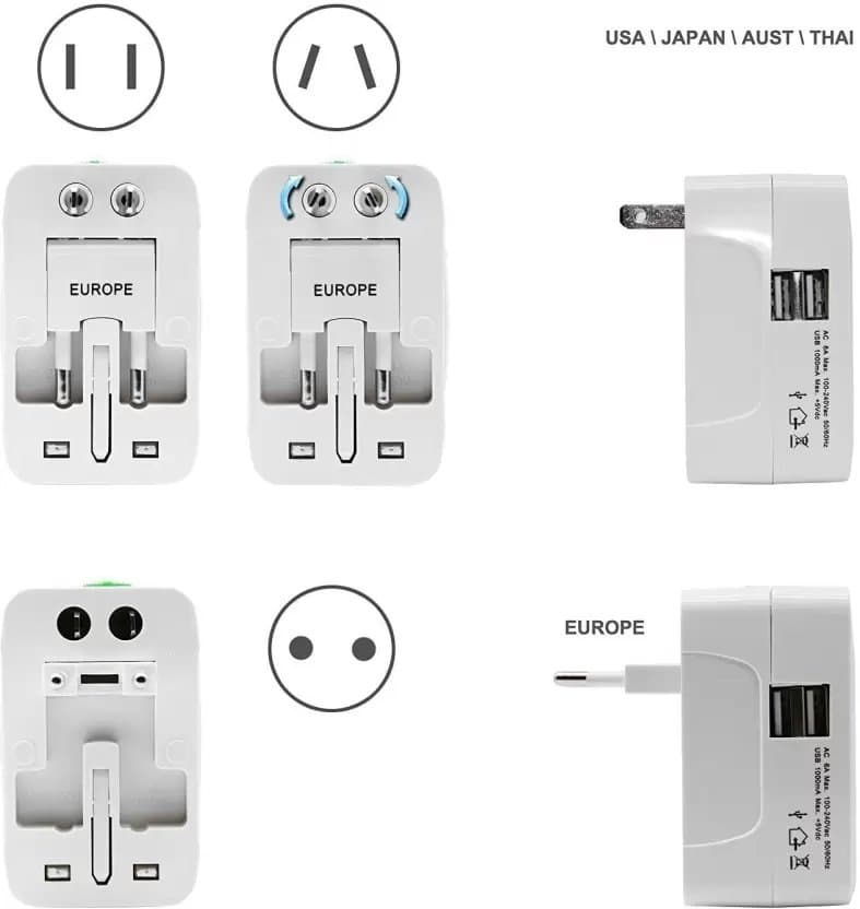Universal Travel Adapter with Built In Dual USB Charger Ports Worldwide Adaptor view 3