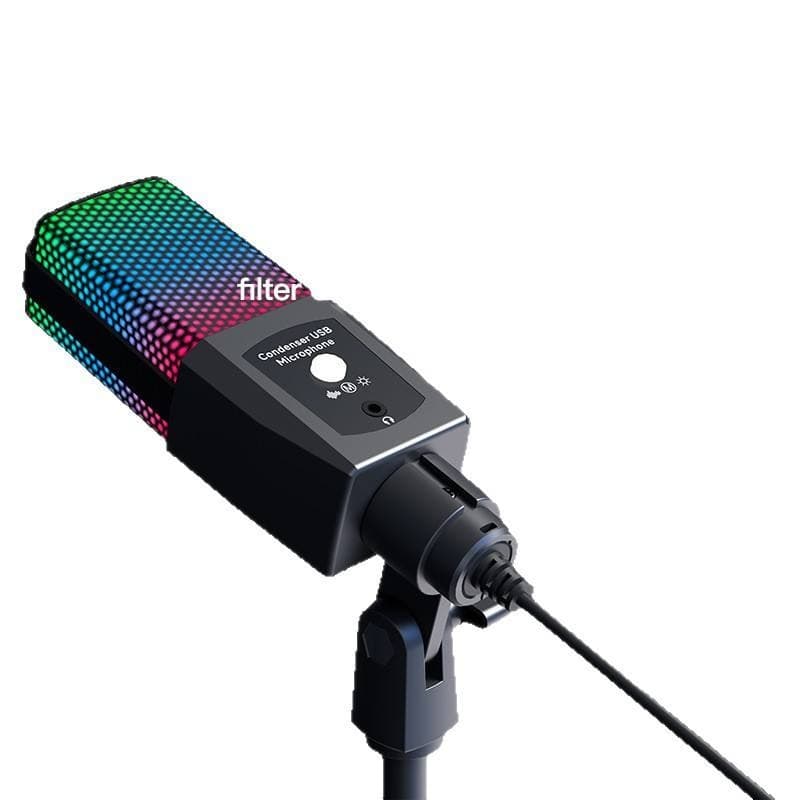 USB RGB Colorful Light Microphone For Gaming, Live Streaming And Recording With Anti-Vibration Stand view 4