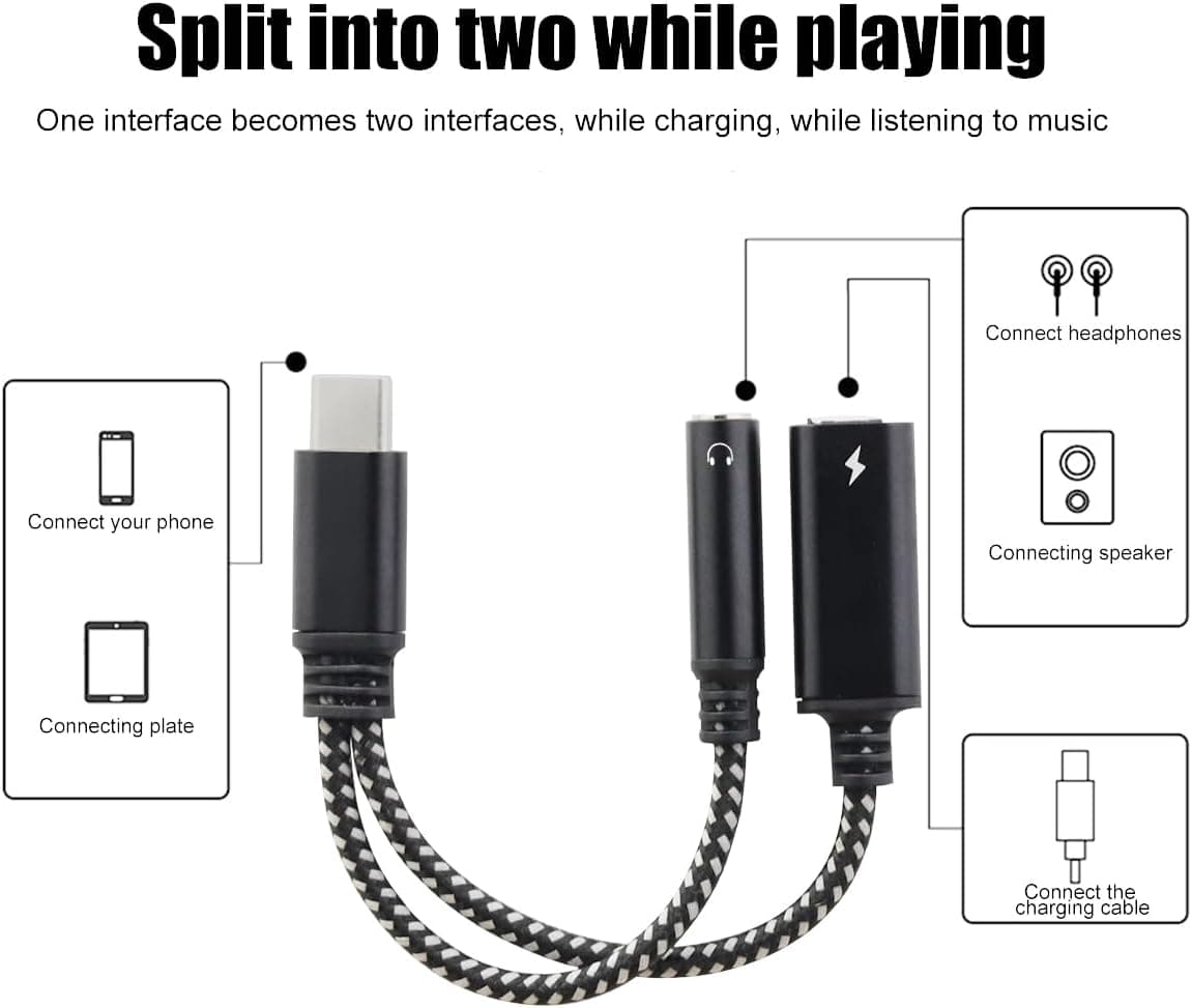 USB Type C Ro 3.5mm 2 In 1 Headphone And Charger Adapter view 4