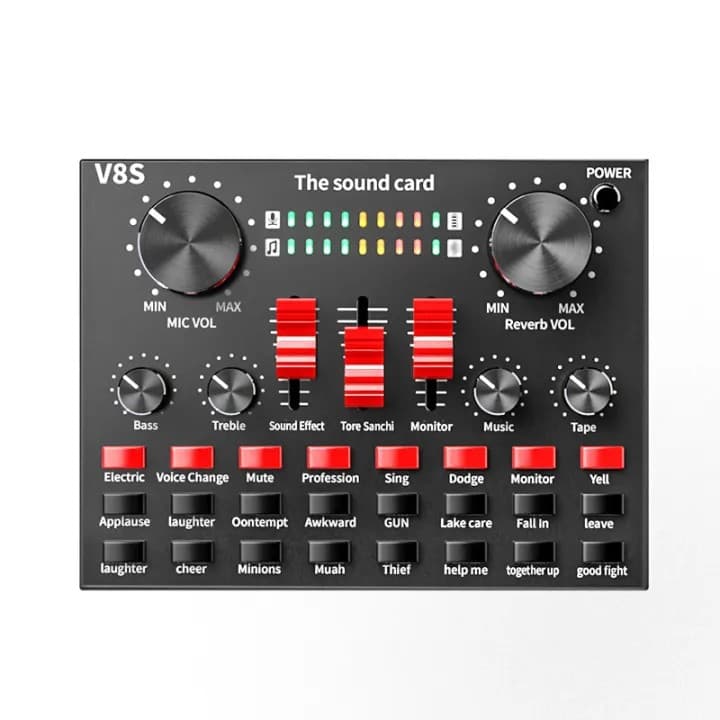 V8S External Sound Card USB Audio Interface Soundcard