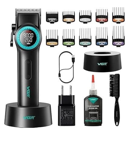 VGR 001 Professional Cordless Hair Clipper For Men 9000RPM Carbon Steel Blade LED Display
