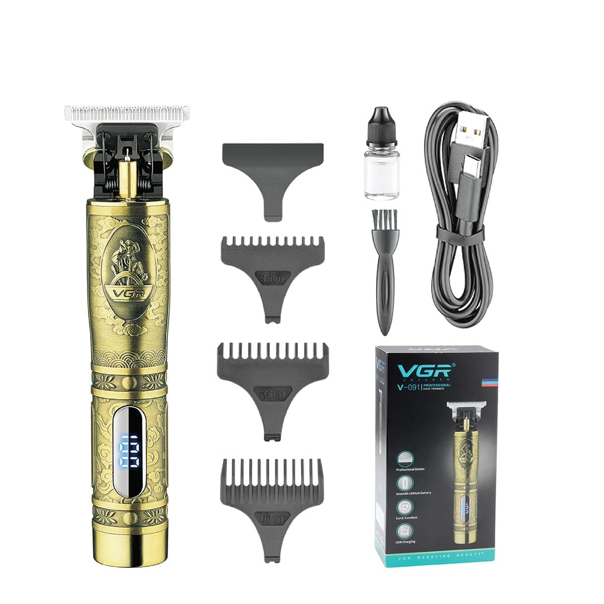 VGR V091 Professional Cordless Hair Clipper Trimmer With Digital Display view 3