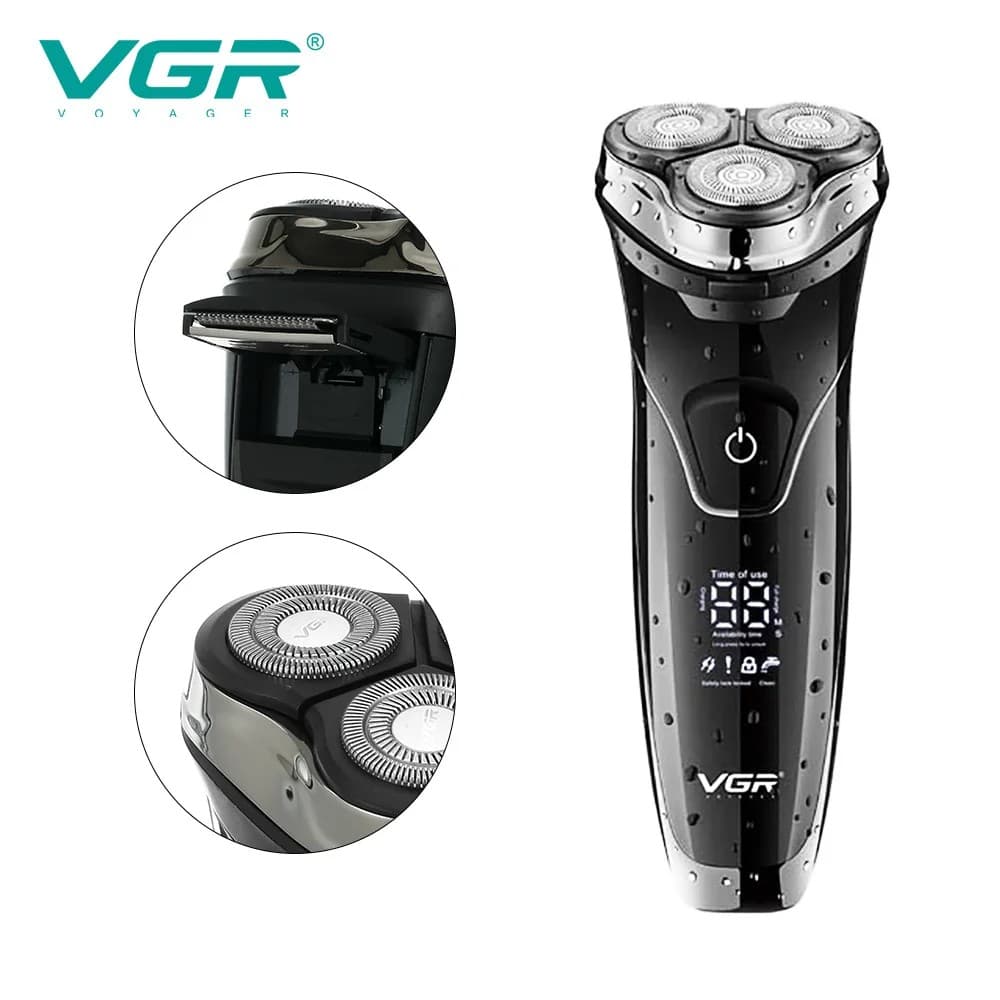 VGR V318 Electric Shaver Professional 3 In1 3 Head Floating Shaving 1 Key Switch USB Charging Body Washable Razor