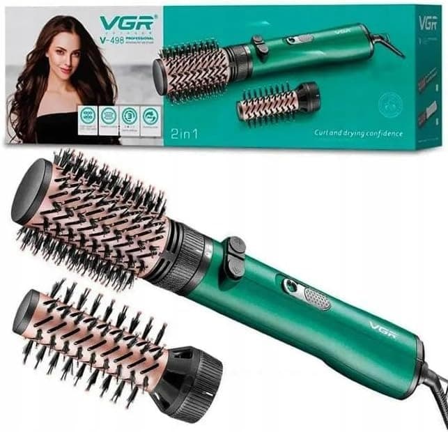 VGR V498 Hair Dryer Brush & Volumizer Hair Curler Straightener Rotating Hot Air Styler 1200W
