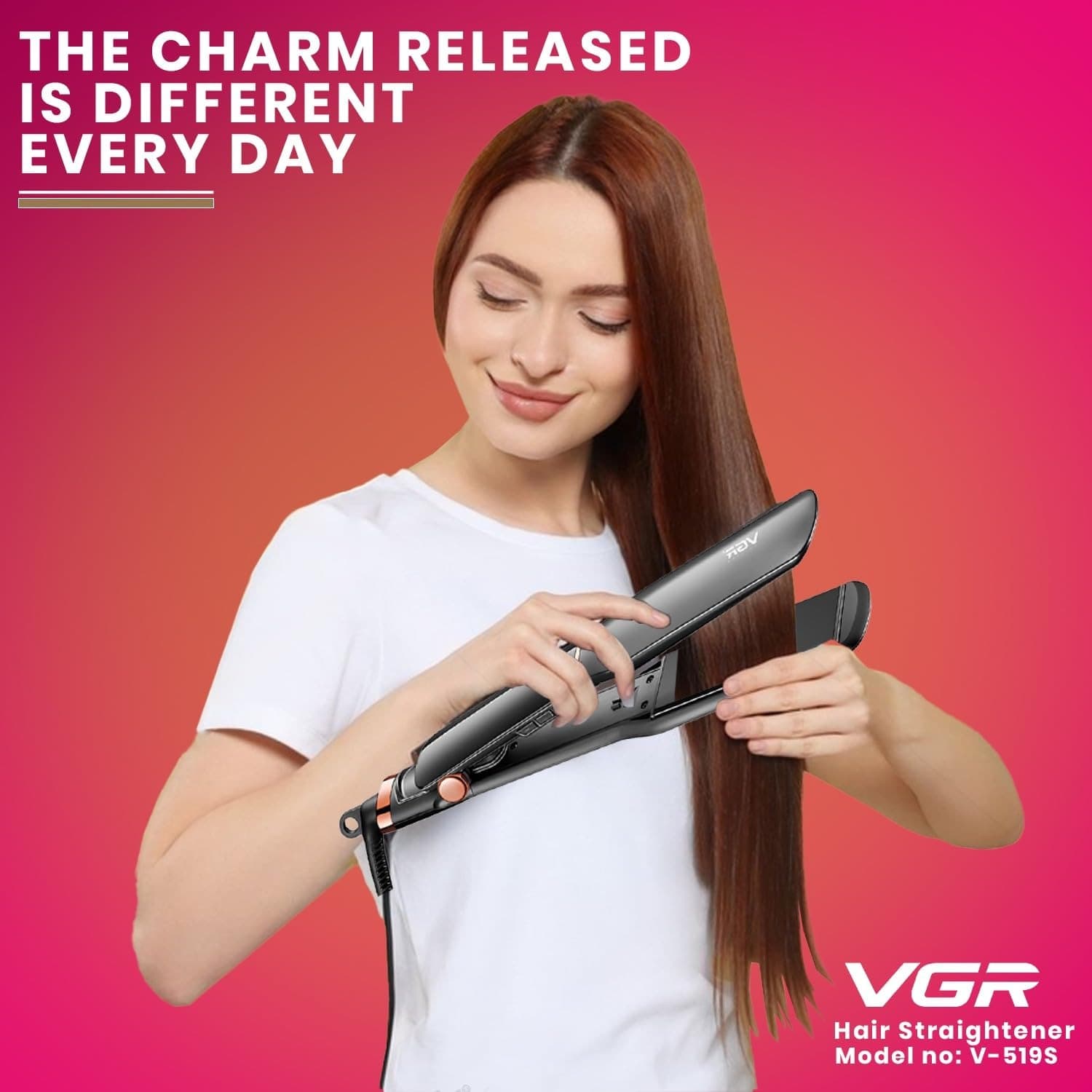 VGR V519S Professional Hair Straightener With 38 mm Ceramic Plates and Adjustable Temperature Settings view 2