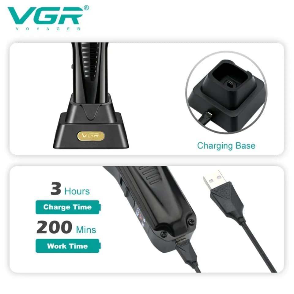 VGR V651 Electric Professional Adjustable Hair Trimmer Haircut Machine Barber Clipper view 2