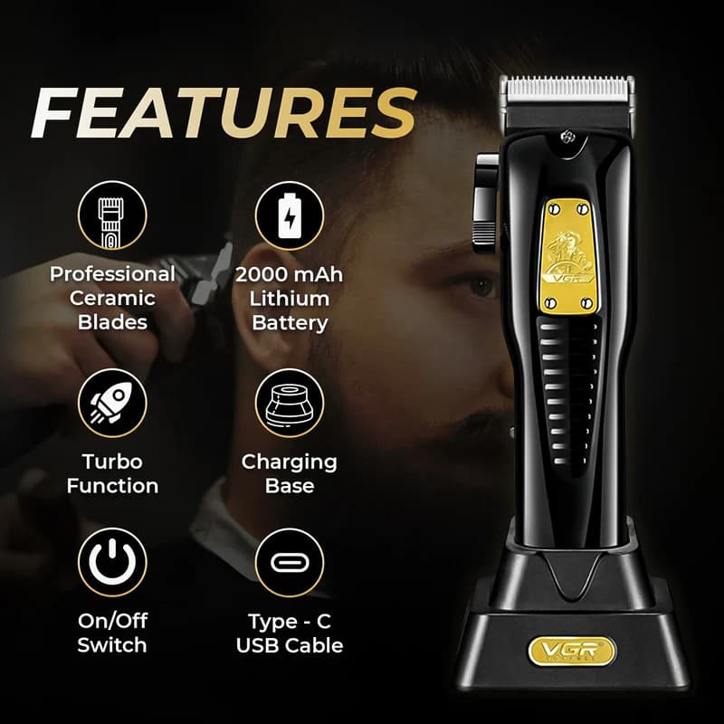 VGR V651 Electric Professional Adjustable Hair Trimmer Haircut Machine Barber Clipper view 5