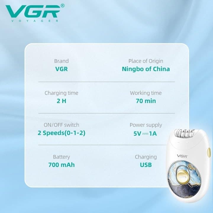 VGR V706 Cordless Professional Women’s Epilator For Face, Legs, Underarms & Bikini view 5