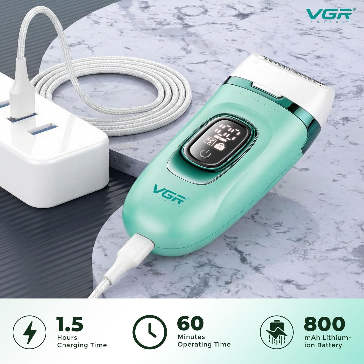VGR V762 Professional 3 In 1 Lady Epilator for Women Cordless Epilator, Shaver & Callus Remover view 2