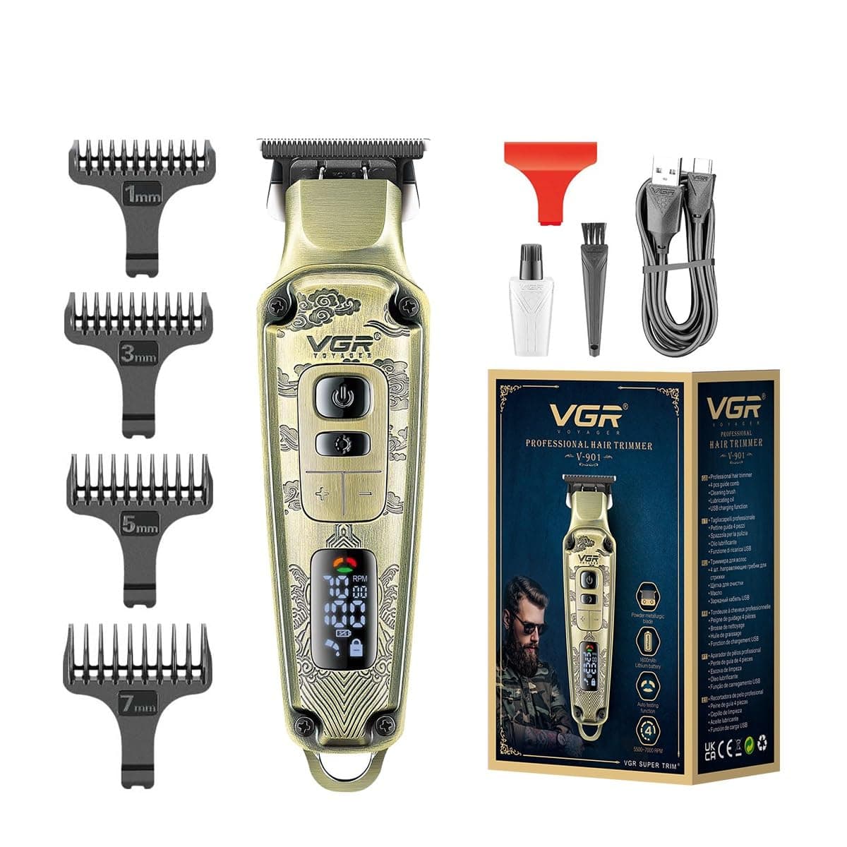 VGR V901 Premium Metal Housing Hair Trimmer LED Display