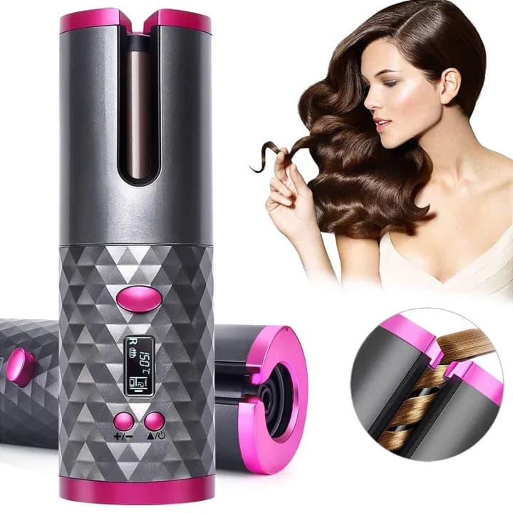 Wireless Portable Cordless Auto Hair Curler USB Rechargeable For Curls Waves LCD Display Ceramic Curly Dyson view 2
