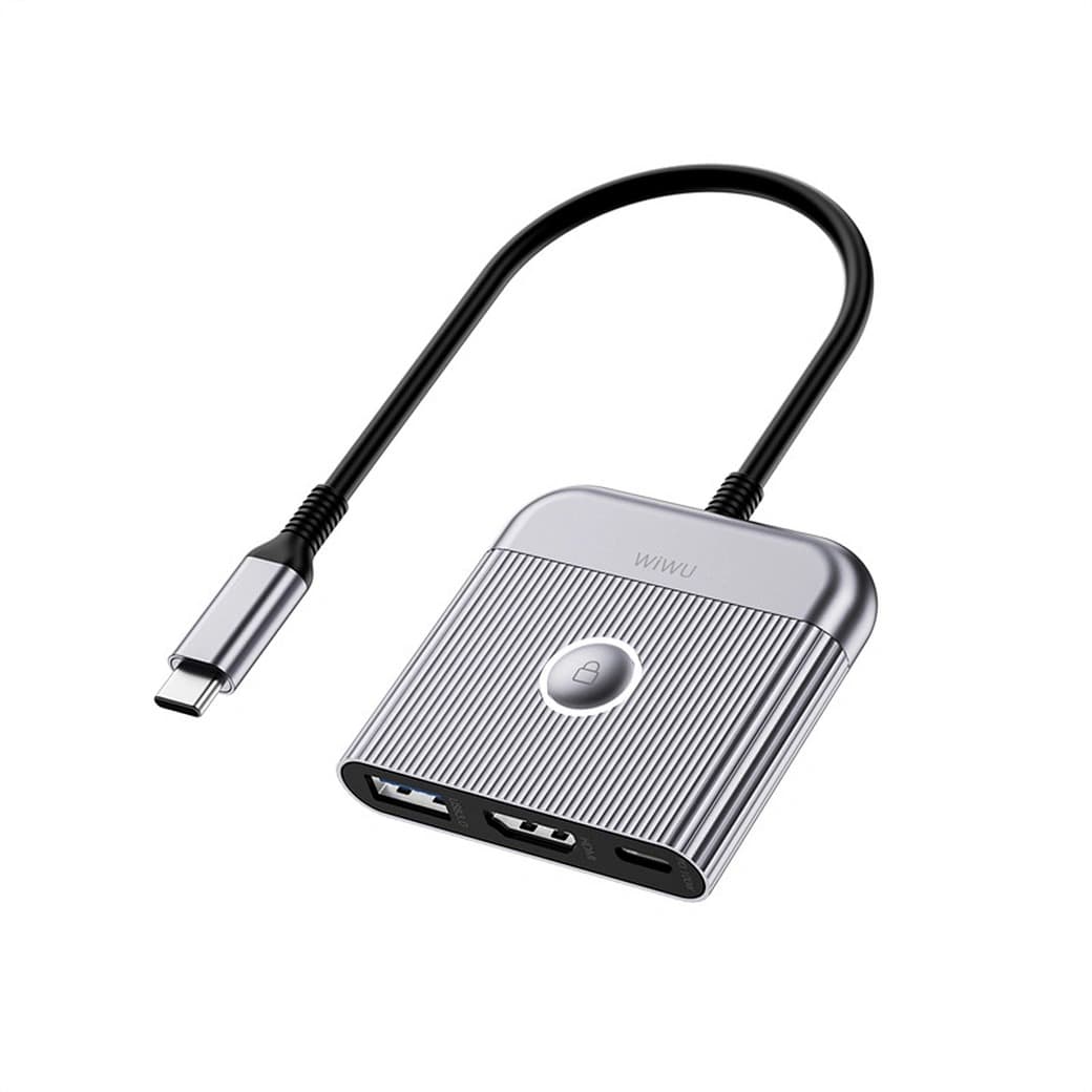 WiWU HB002 3 In 1 Type C To HDMI Hub Laptop Adapter