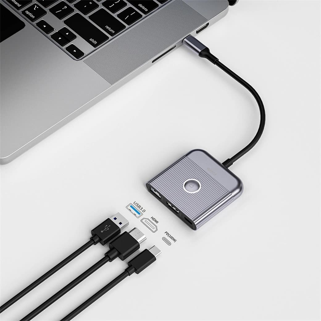 WiWU HB002 3 In 1 Type C To HDMI Hub Laptop Adapter view 4
