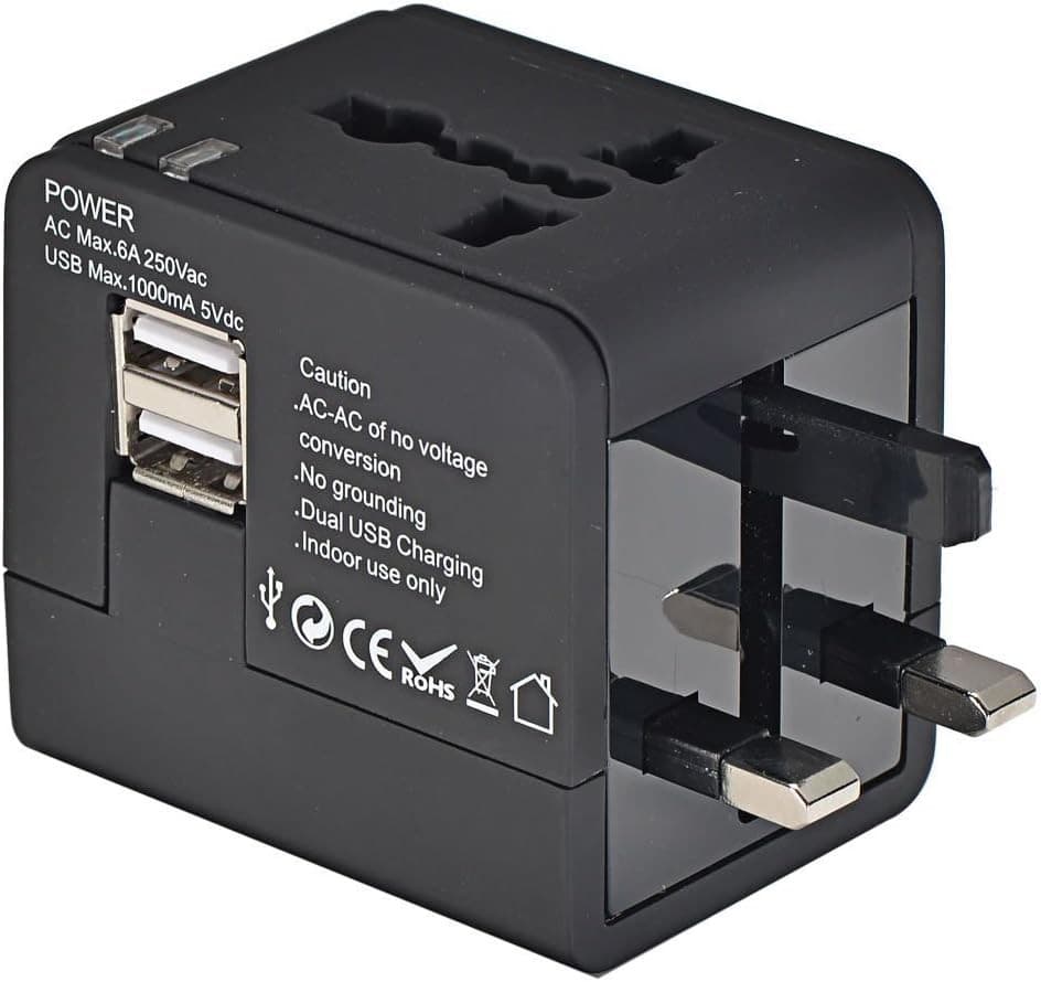 Worldwide Universal International Travel Adapter With 2 USB Charging Ports & Universal AC Socket view 2