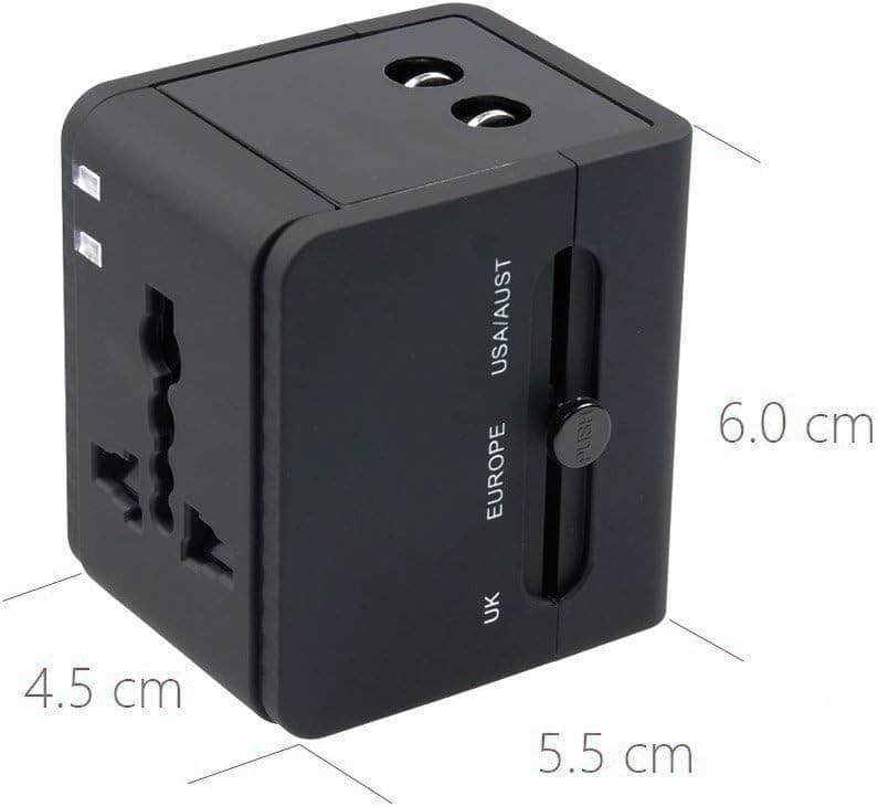 Worldwide Universal International Travel Adapter With 2 USB Charging Ports & Universal AC Socket view 3