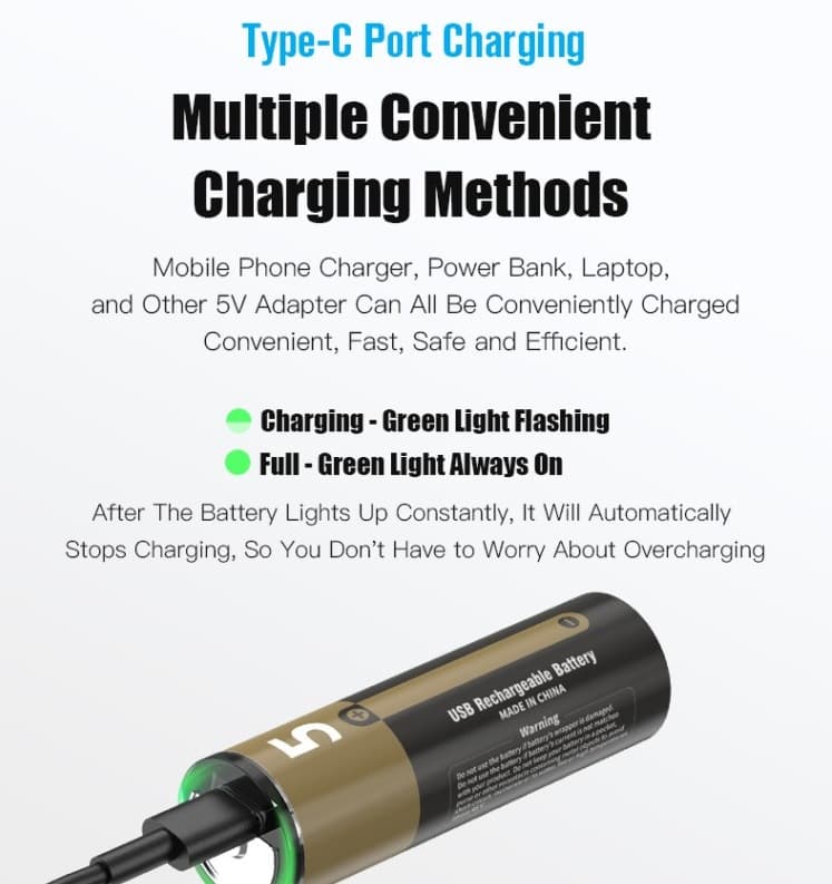 WST Type C Rechargeable AA Batteries 1 Pair view 4