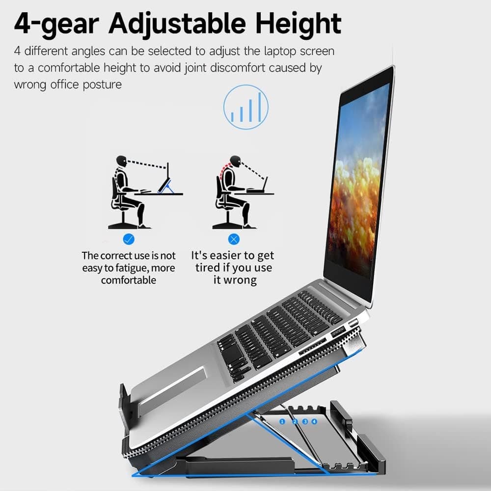 X2 Laptop Cooling Pad 4-Level Adjustable Height Laptop Cooler Stand view 5
