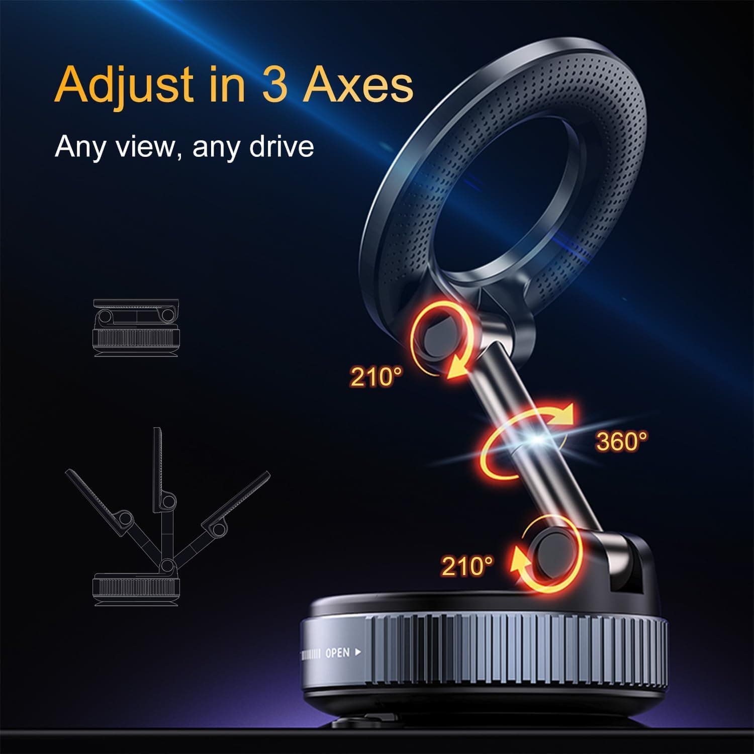 X68 MagGrip 360° Magnetic Car Phone Mount With Suction Lock view 5