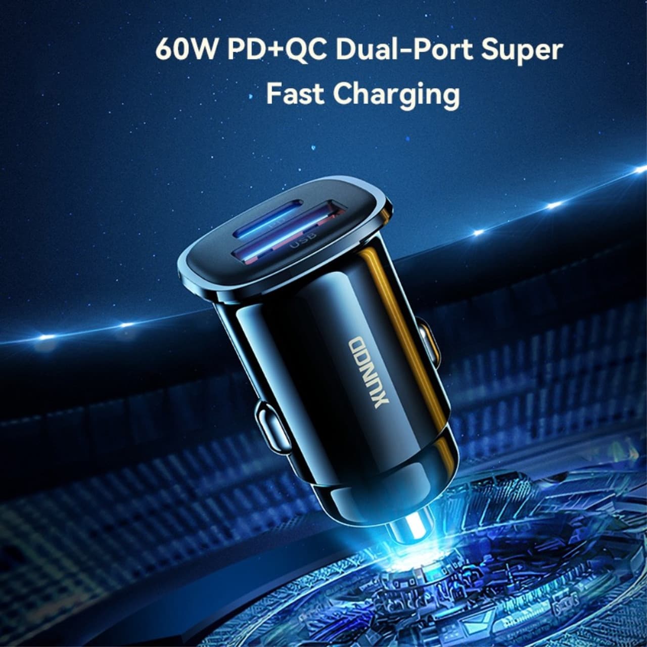 XUNDD XDCH-039 60W PD QC Fast Charger Type-C + USB Dual Port Mini Car Charger