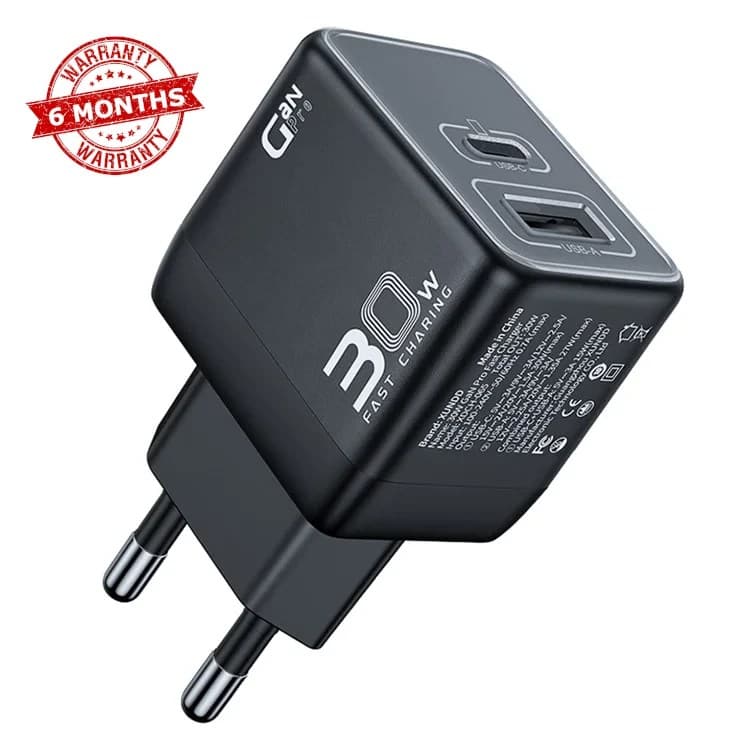 XUNDD XDCH 065 Type-C+USB-A 30W Fast ChargingPortable GaN Power Adapter Mobile Charger