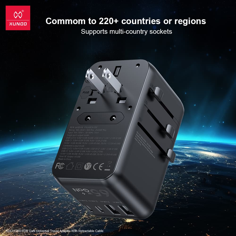 Xundd XDCH 090 65Watt GaN Universal Travel Adapter view 4