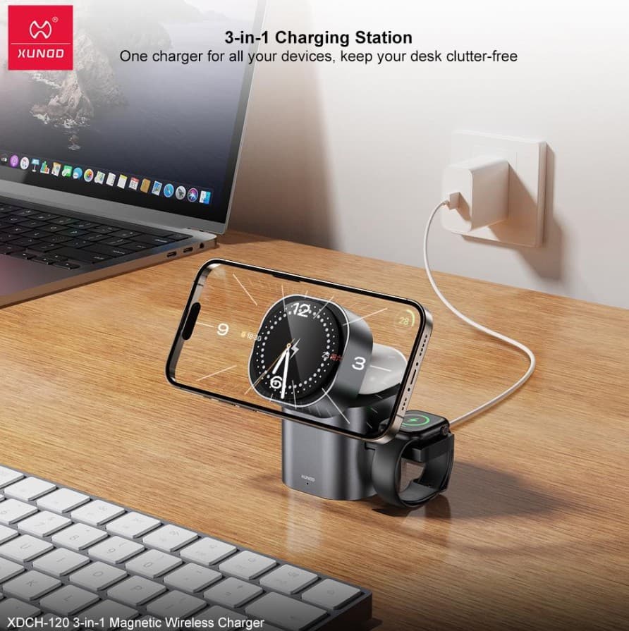 XUNDD XDCH120 3-in-1 Magnetic Wireless Charger Stand view 4