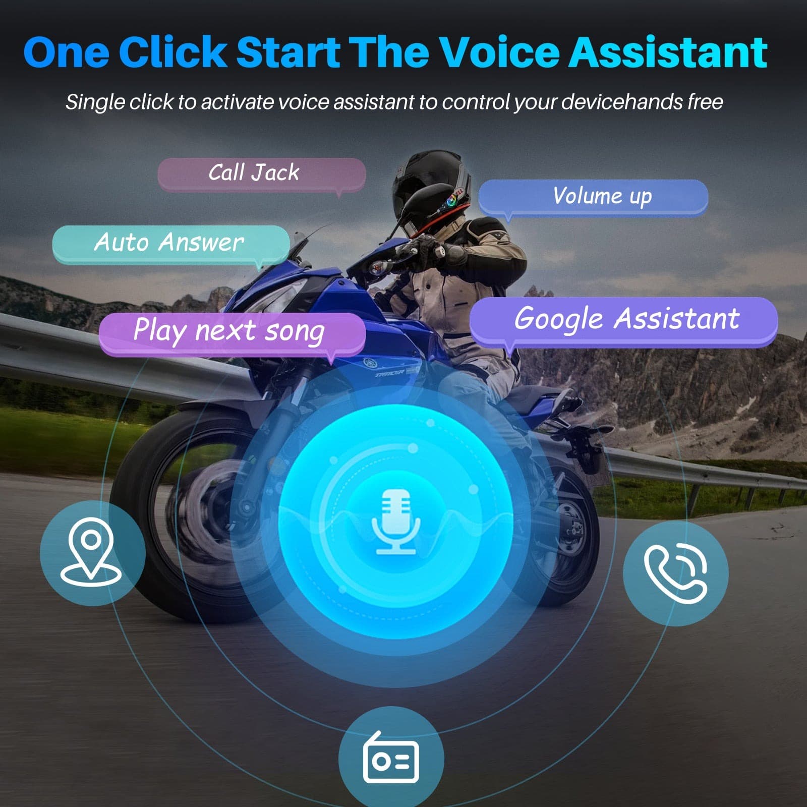 Y12 Motorcycle Bluetooth Helmet Headset Speaker Bluetooth 5.3 IP67 Waterproof view 3