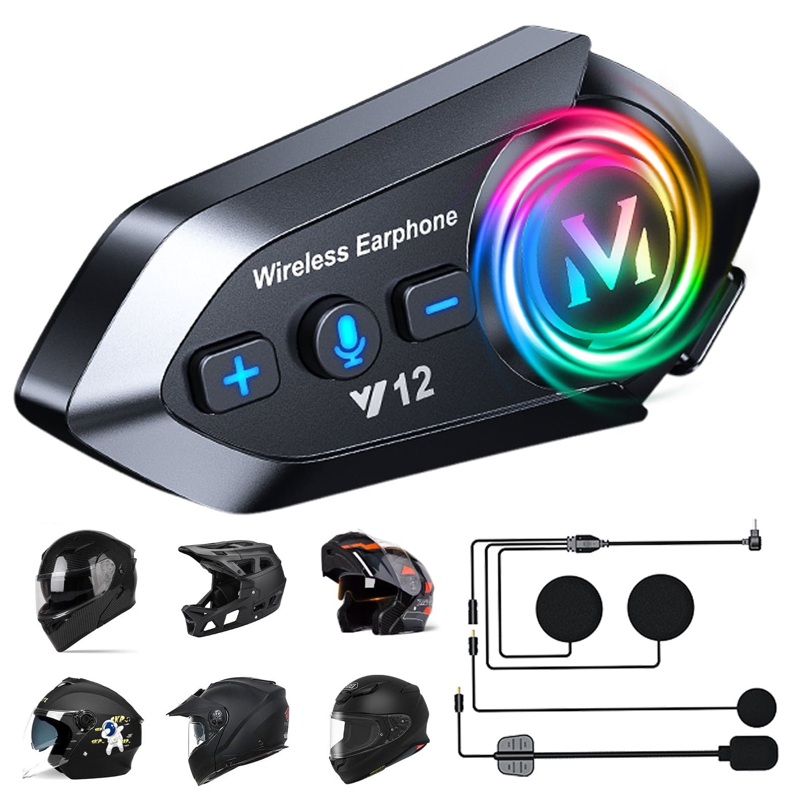 Y12 Motorcycle Bluetooth Helmet Headset Speaker Bluetooth 5.3 IP67 Waterproof