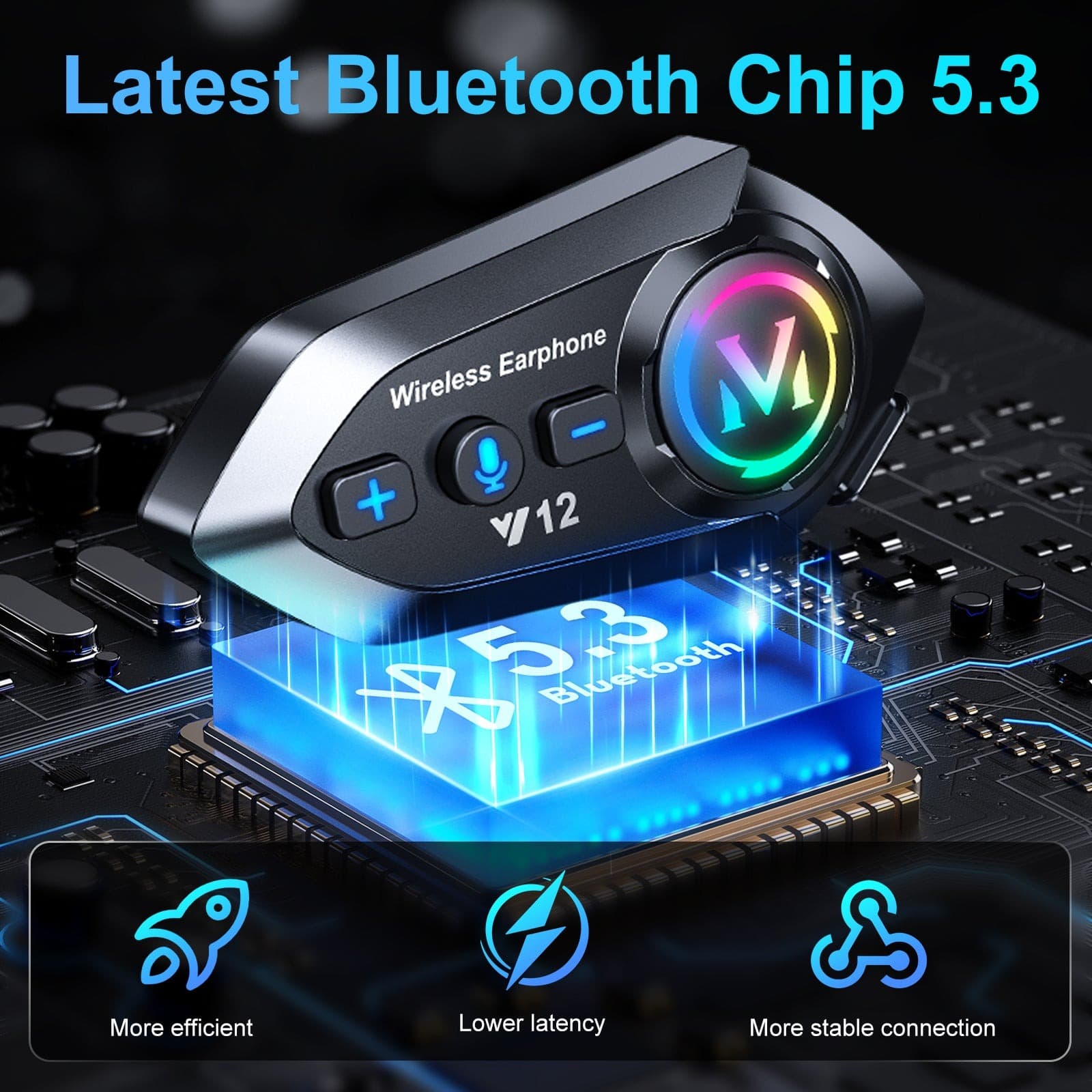 Y12 Motorcycle Bluetooth Helmet Headset Speaker Bluetooth 5.3 IP67 Waterproof view 5
