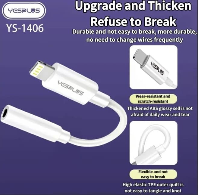 YESPLUS YS 1406 IPH To 3.5mm Audio Adapter Headphone Jack Converter view 4