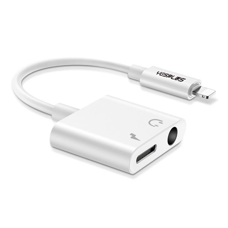 Yesplus YS 804 Lightning 2 In 1 3.5mm Charging Call And Music Plug Adapter view 3