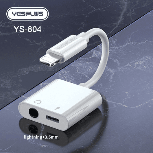 Yesplus YS 804 Lightning 2 In 1 3.5mm Charging Call And Music Plug Adapter