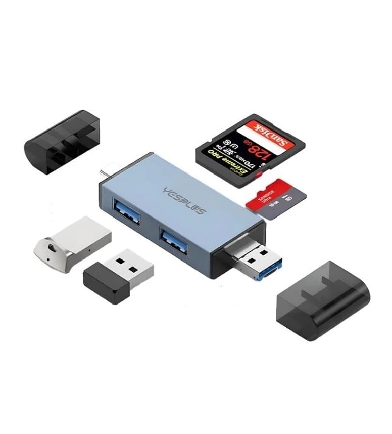 Yesplus YS1415 Multifunction 6 In 1 Card Reader USB Hub