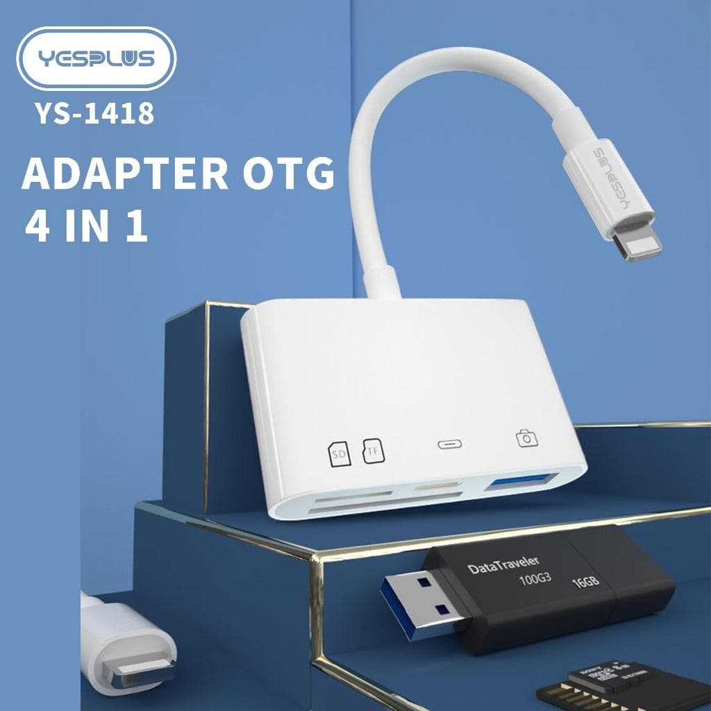 Yesplus YS1418 iP Lightning To 4-in-1 OTG Adapter USB Card Reader