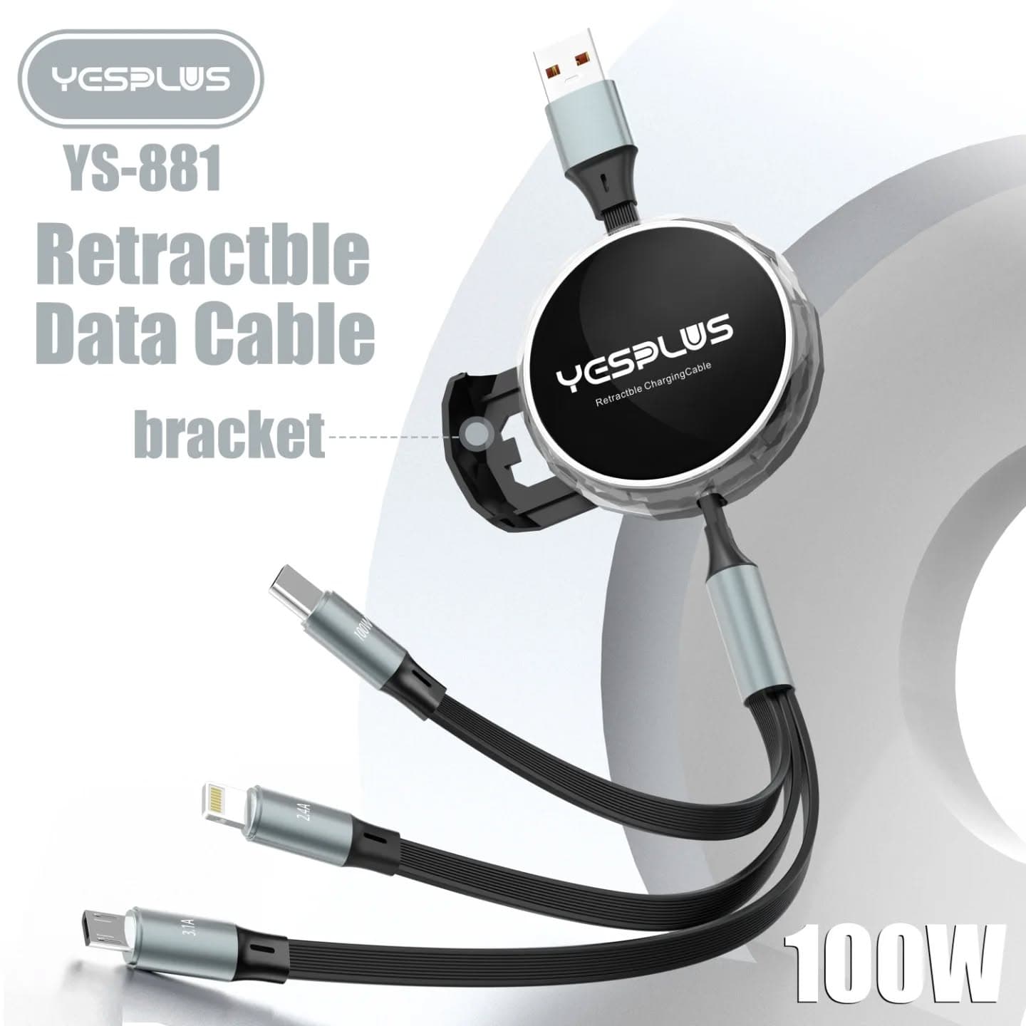 Yesplus YS881 Retractable 3 In 1 Data Cable