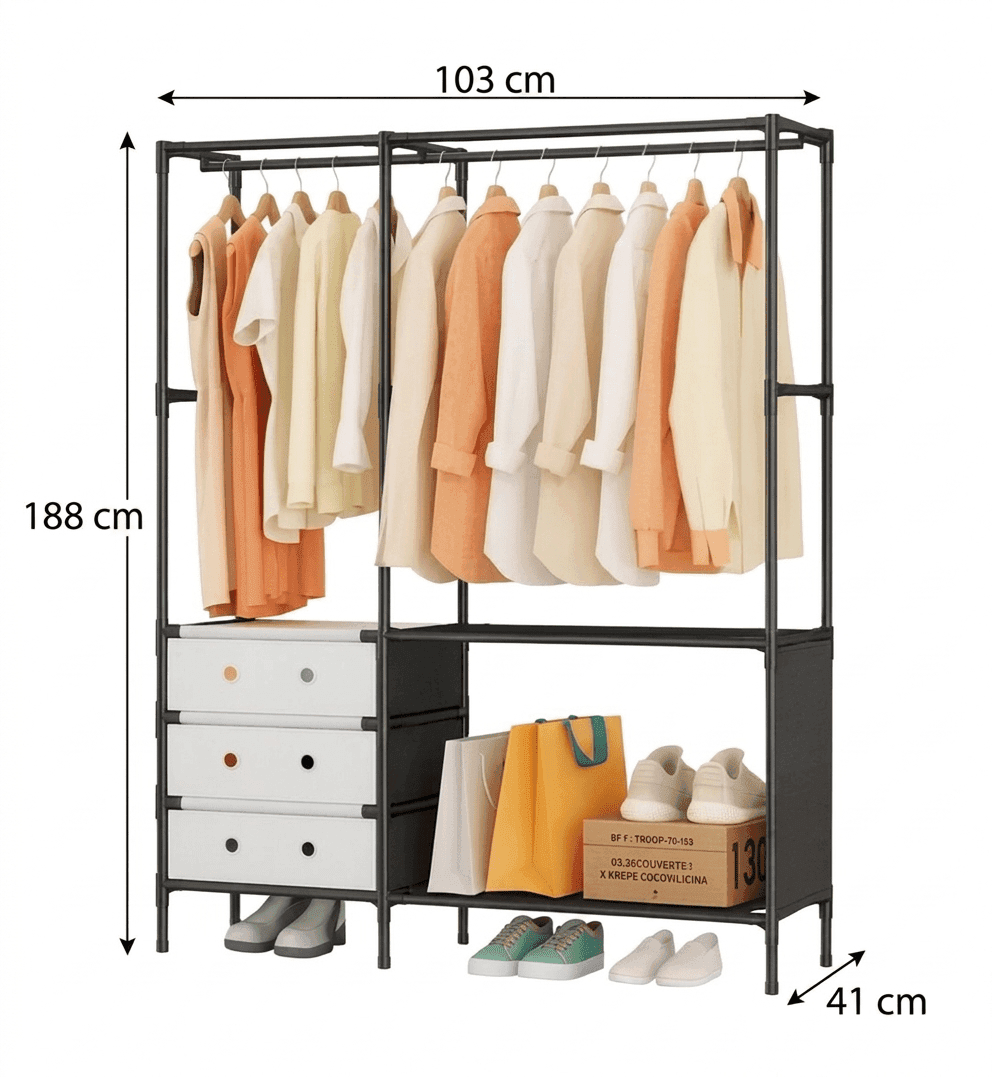 YMJ02 Clothing And Shoe Organizer Rack 103x41x188 cm view 3