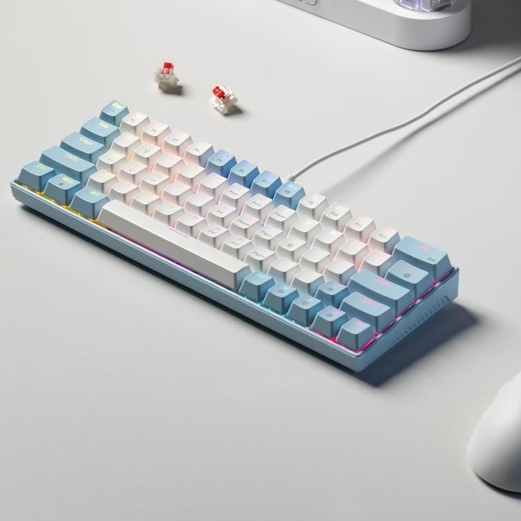 Zifriend T62 63 Keys Red Switch Mechanical Keyboard RGB Backlit Hot Swappable