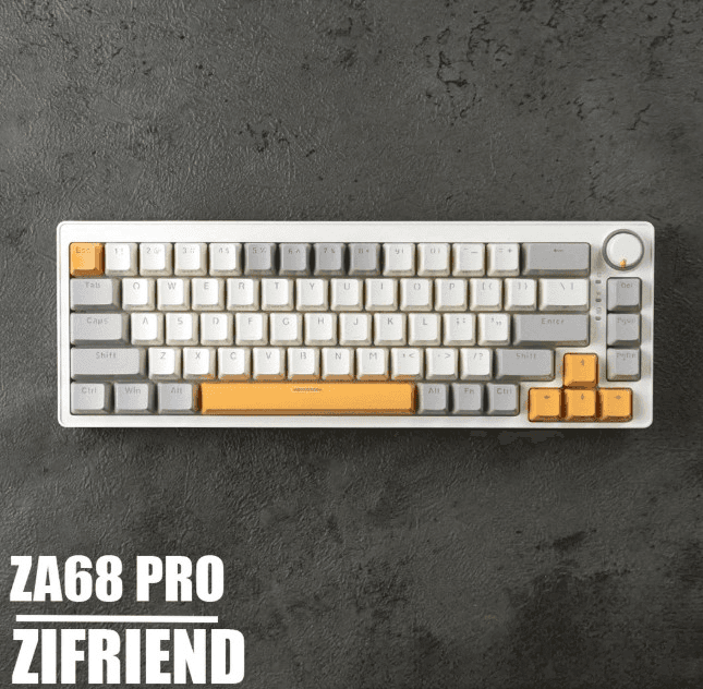 Zifriend ZA68 Pro RGB Tri Mode Wireless Bluetooth Hot Swappable Mechanical Keyboard 68 Keys With Volume Knob Gasket Mount view 4