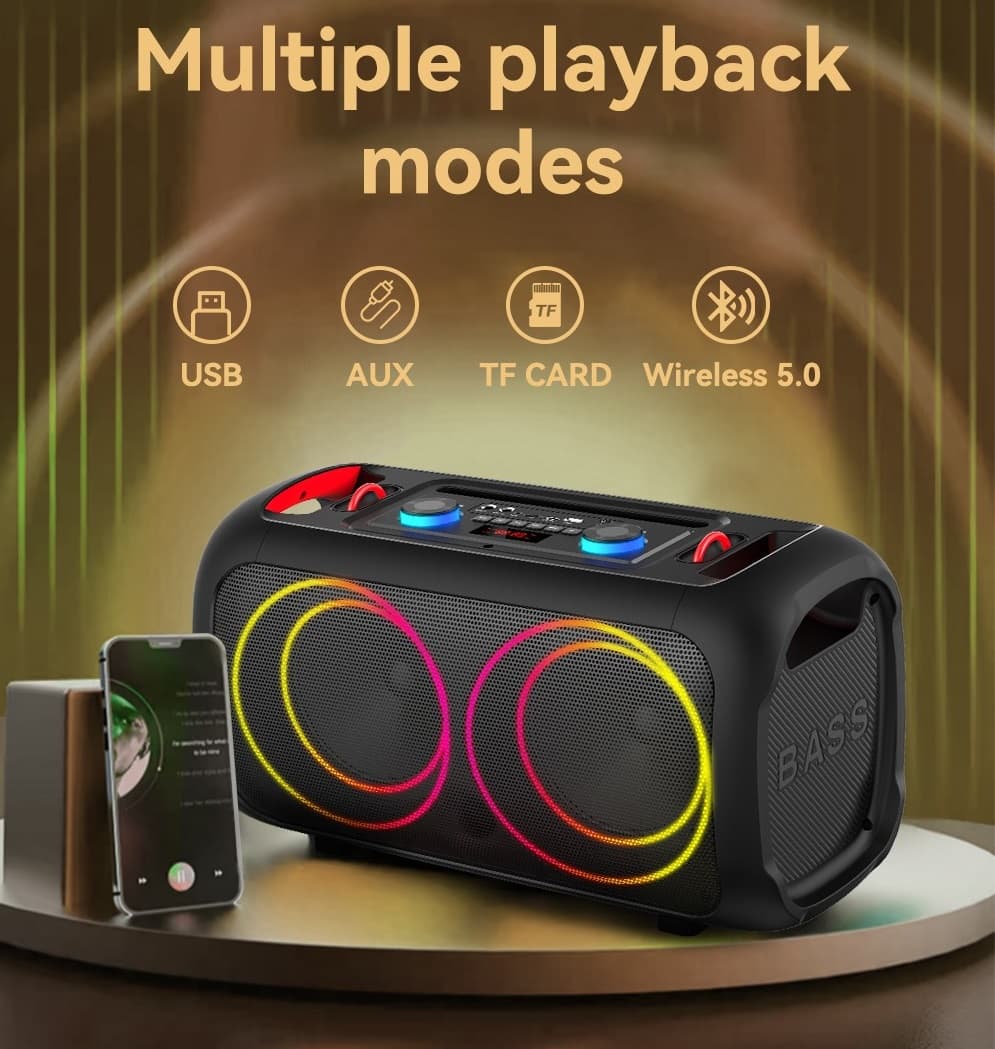 ZQS L17 Outdoor Portable Karaoke Bluetooth Speaker 40W With Two Microphones view 2
