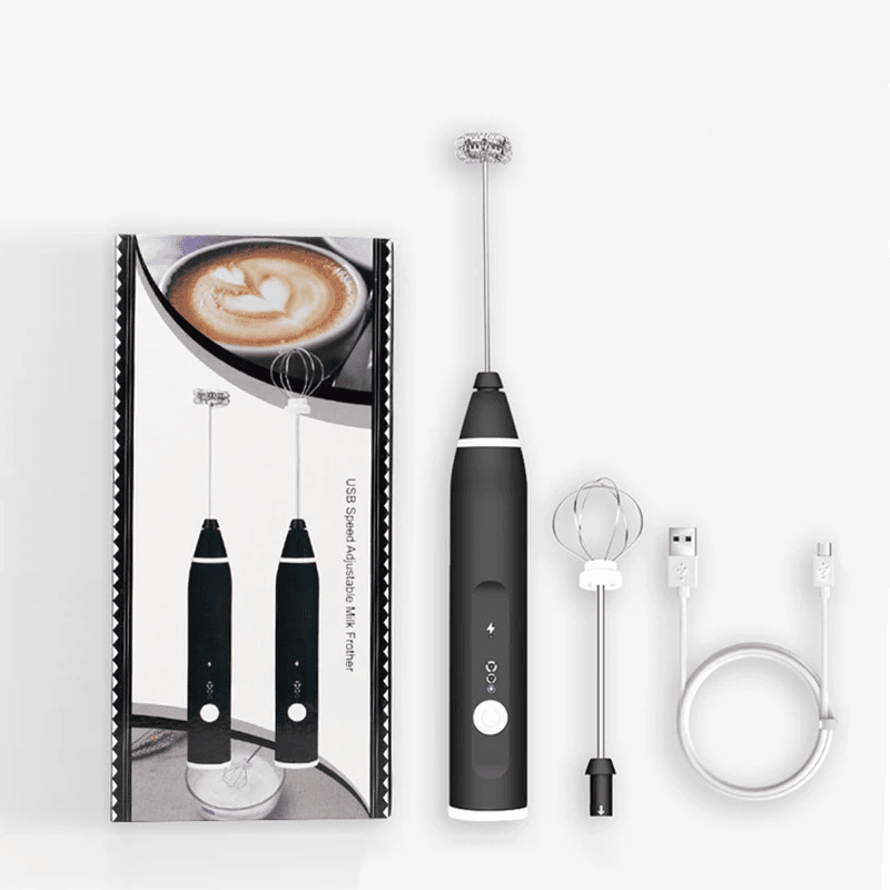 Milk Frother USB Rechargeable Electric Milk Frother Handheld | 3 Speed Milk Foamer for Coffee Latte Cappuccino | Stainless Steel Whisk Blender for Protein Shake, Bulletproof Coffee, Egg Beater — image 2