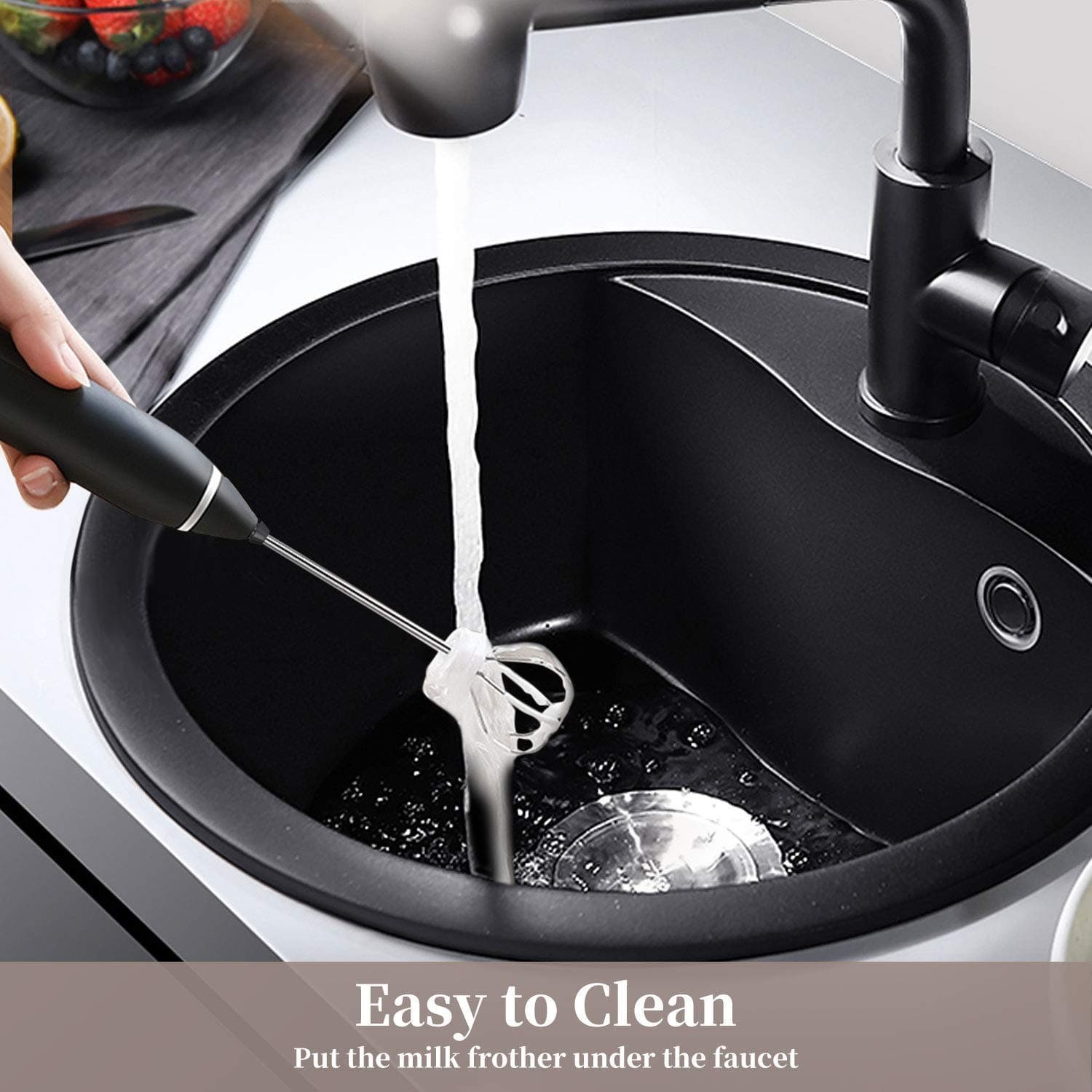 Milk Frother USB Rechargeable Electric Milk Frother Handheld | 3 Speed Milk Foamer for Coffee Latte Cappuccino | Stainless Steel Whisk Blender for Protein Shake, Bulletproof Coffee, Egg Beater — image 5