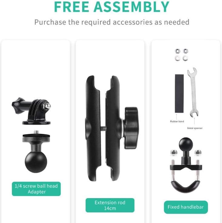 360° Metal Motorcycle Bike Action Camera And Mobile Holder Handlebar Mount — image 2